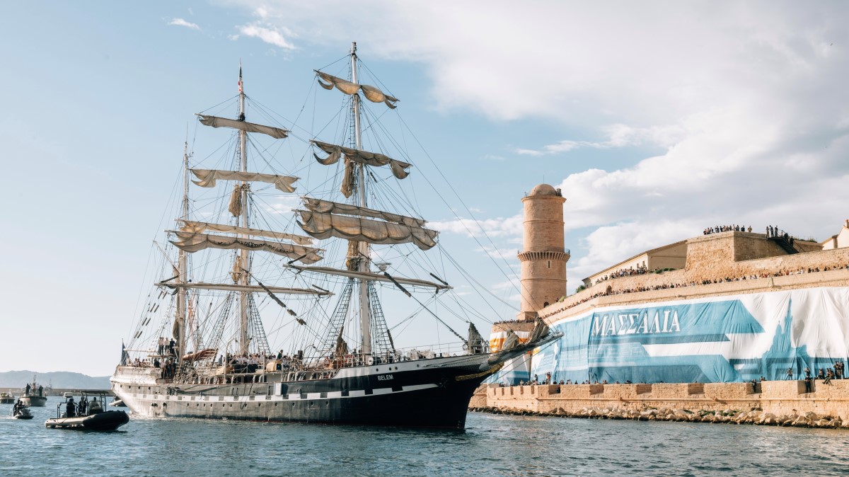 Entrée du Belem dans le Vieux-Port.Crédit photo : Sarah Aubel