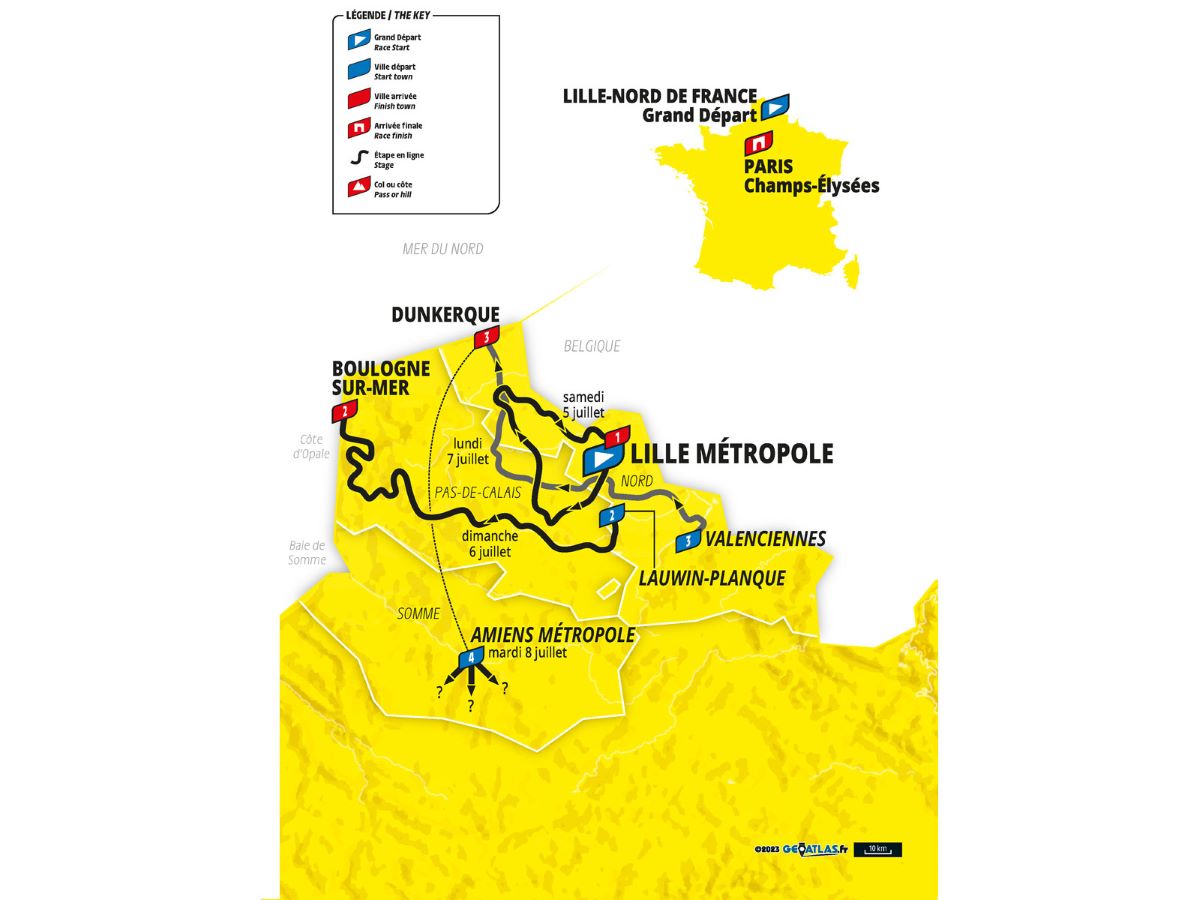 Le parcours nordiste du prochain Tour de France. Document société du Tour de France.