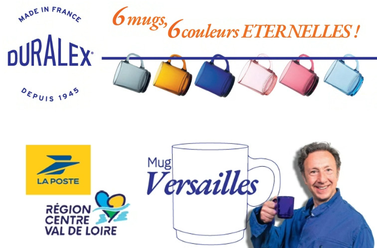 Le 30 novembre, l’opération “Pack spécial” a été lancée à Tours en présence des élus régionaux et des dirigeants de Duralex et de La Poste. Ce pack comprenant six mugs portant l’effigie de Stéphane Bern, vendu au prix attractif de 19,90 €, sera disponible dans 151 bureaux de poste de la Région Centre-Val de Loire. Photo Région Centre-Val de Loire