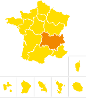 Situation géographique de la région Auvergne-Rhône-Alpes sur la carte de France