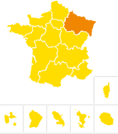 Situation géographique de la région française Grand Est sur la carte de France