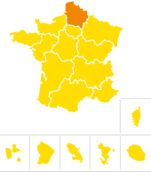 Situation géographique de la région Hauts-de-France sur la carte de France