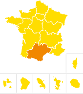 Situation géographique de la région Occitanie sur la carte de France