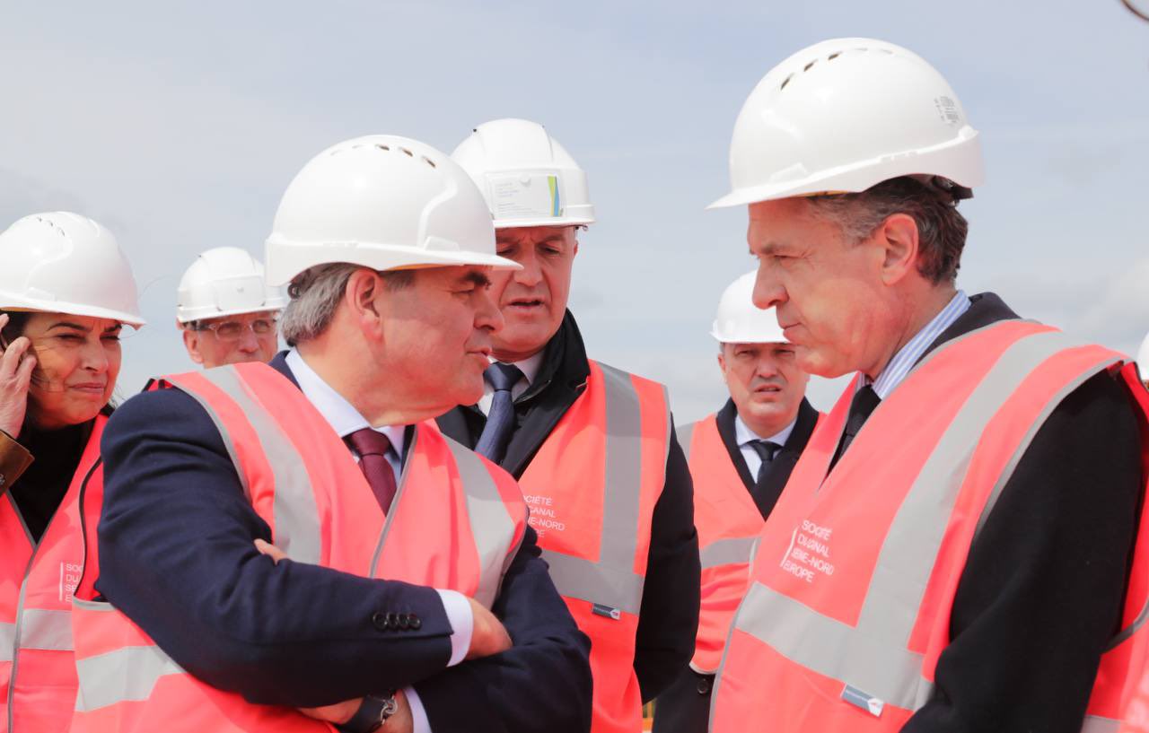 En visite sur le chantier du Canal Seine-Nord-Europe. Photos Région Hauts-de-France.
