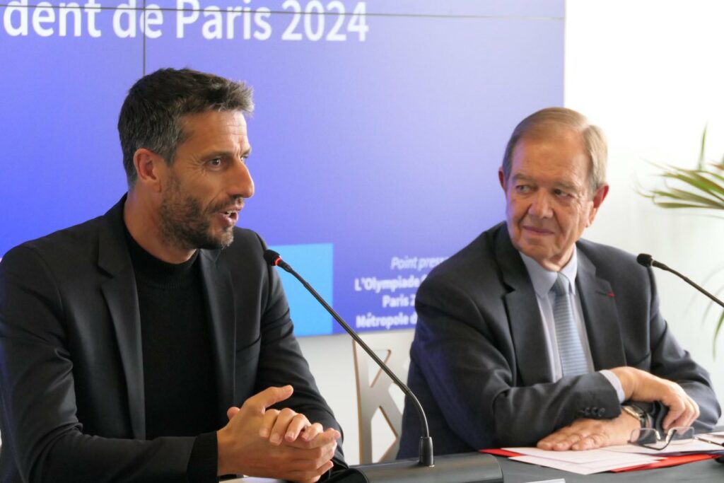 Tony Estanguet et Patrick Ollier ont présenté un programme fourni dont l’exposition photographique “Empreintes 1924-2024, cent ans d’héritage olympique” constitue un des temps forts. Photo Métropole du Grand Paris – Document CNOSF.