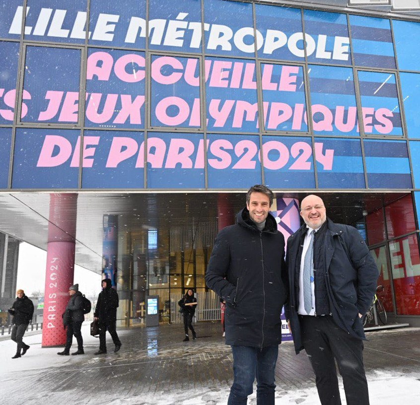 Tony Estanguet en visite dans les équipements de la MEL en compagnie de Damien Castelain. Photos MEL.