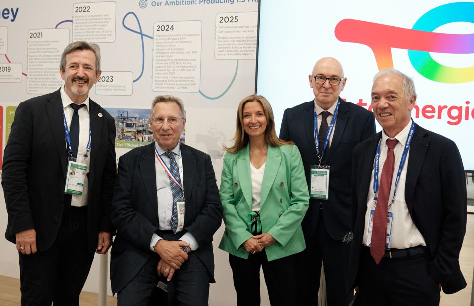Isabelle Patrier au dernier Salon du Bourget où TotalEnergies a signé plusieurs accords pour le développement des SAF. Photo TotalEnergies.