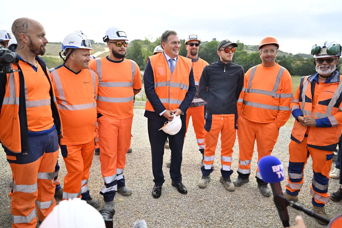 Le 5 septembre, nouvelle visite du ministre sur le chantier de l’A69. Photo X ministère des Transports.