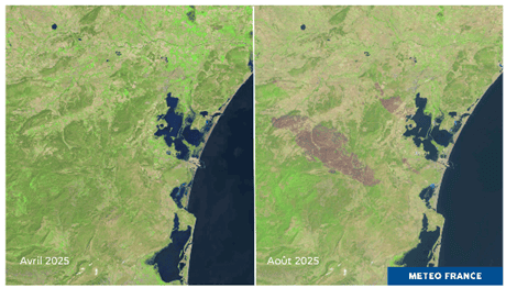 Photo satellite des incendies dans l’Aude.