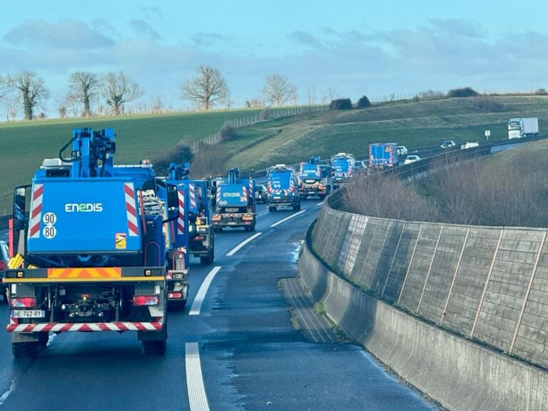 Arrivée massive des équipes d’intervention Enedis en région normande. Photo Enedis