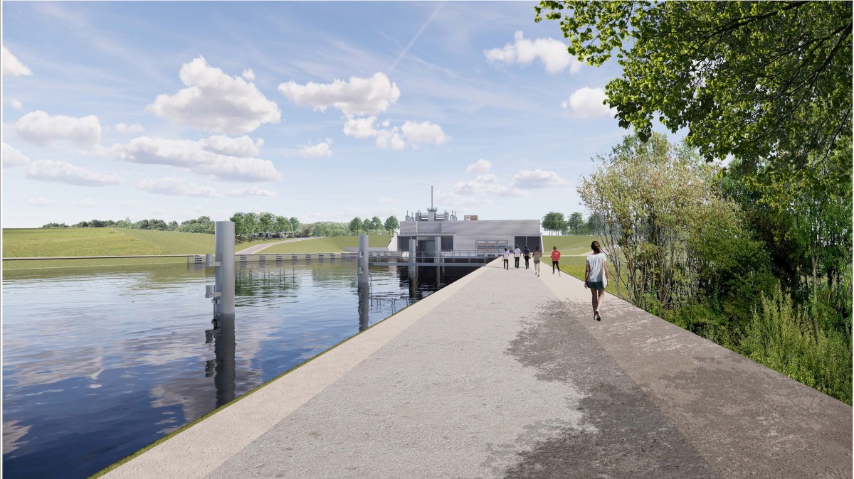 Perspective de l’écluse de Cartigny (Oise). Documents Canal Seine-Nord-EuropeONE-AEI-SCSNE