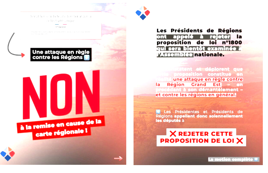 Les Régions de France s’opposent vivement au démantèlement de la Région Grand Est. Document Régions de France.