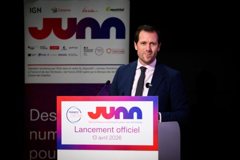 Lancement du programme Jumeaux Numériques par Mathieu Lefebvre, ministre chargé de la Transition écologique. Photo ministère de la Transition écologique.