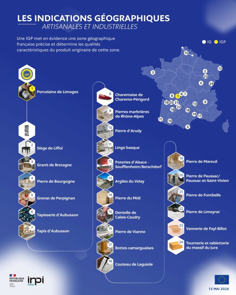La cartographie des indications géographiques artisanales et industrielles. Document INPI