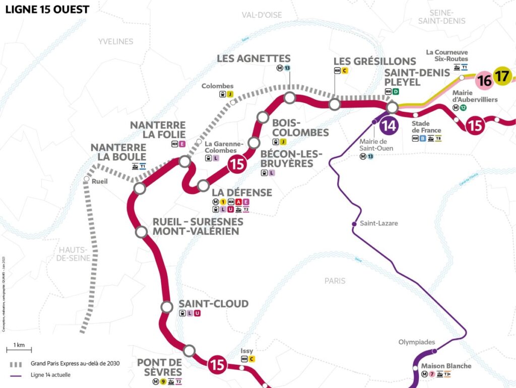 Le tracé de la ligne 135 ouest. Document SGP.