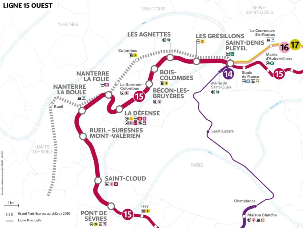 Le tracé de la ligne 135 ouest. Document SGP.
