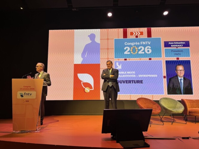 Président de la FNTV, Jean-Sébastien Barrault a accueilli le ministre des Transports Philippe Tabarot. (Photo : FNTV)